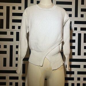 MARISSA WEBB White Crew Neck Sweater with Asymmetrical Design Size MEDIUM EUC